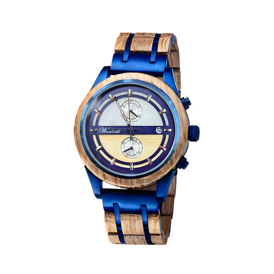 Pánske drevené hodinky Bieruhr blau