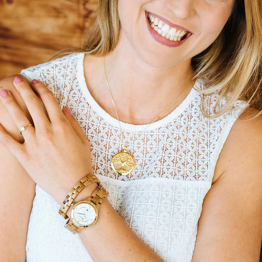 Drevený náhrdelník Strom života Gold Barrique