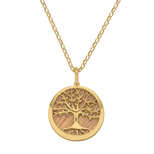 Drevený náhrdelník Strom života Gold Barrique