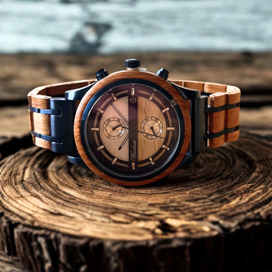 Pánske drevené hodinky Bieruhr blau