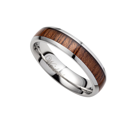 Dámsky drevený prsteň Waidzeit Harmonie zo striebornej ocele a orechového dreva – lesná jemnosť a prirodzená elegancia
