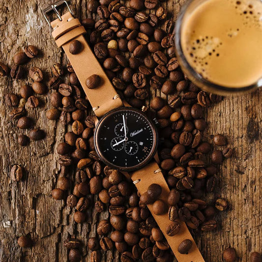 Pánske hodinky Waidzeit Barista Espresso Leather na kávových zrnách
