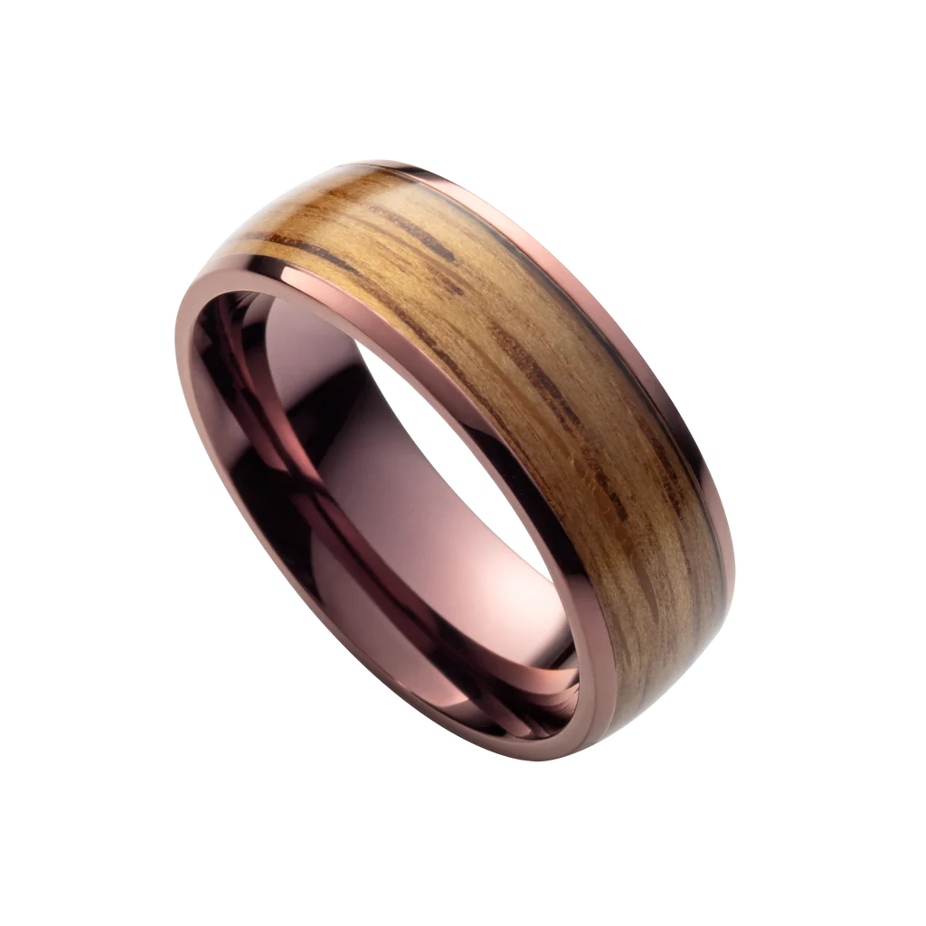Pánsky drevený prsteň Waidzeit Harmonie Bronz & Barikový dub – spojenie teplej medenej žiary a vínneho dreva pre moderného gentlemana
