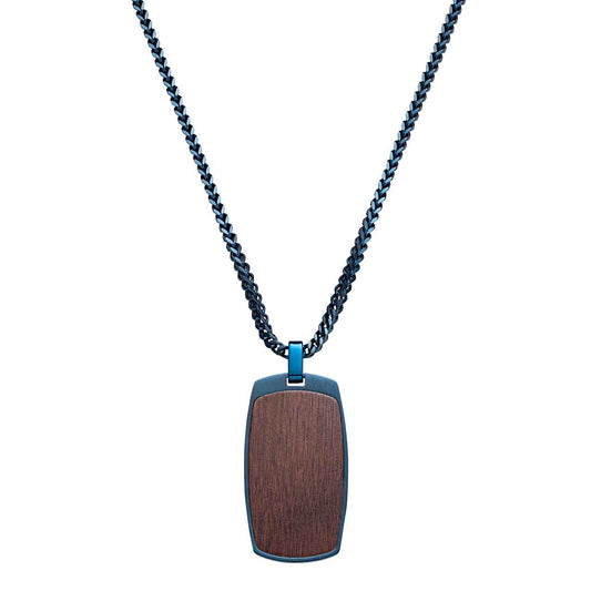 Pánsky náhrdelník Waidzeit Julius – spojenie modrej ocele a orechového dreva v elegantnom modernom dizajne