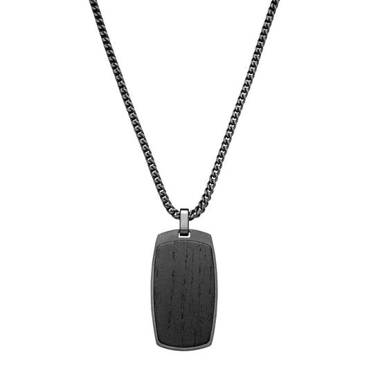 Pánsky náhrdelník Waidzeit Maximilian z čiernej ocele a močiarného dubu – elegantný šperk s moderným dizajnom