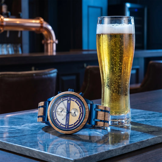 Pánske drevené hodinky Bieruhr blau