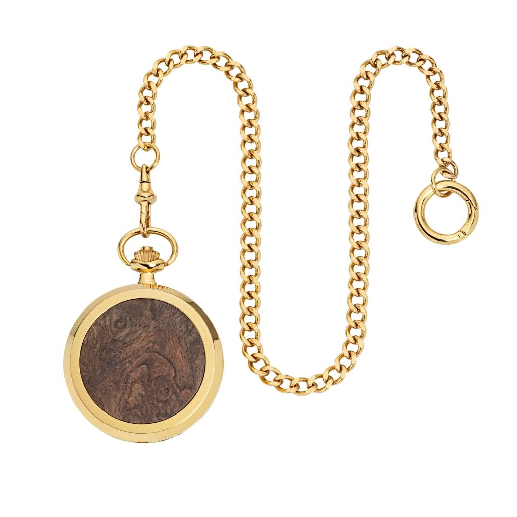 drevené Vreckové hodinky Skelett Gold
