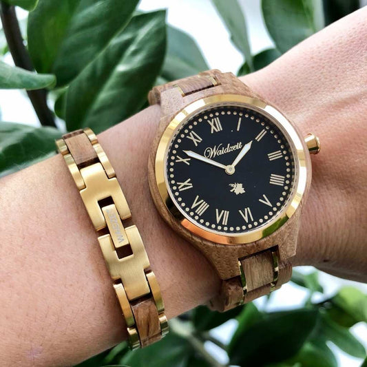 Drevený náramok Element Zlatý