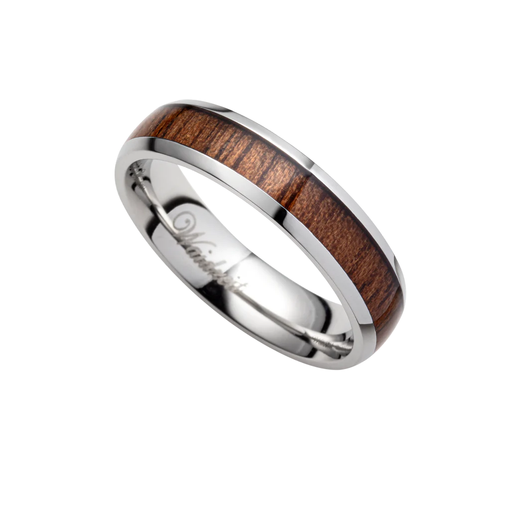 Dámsky drevený prsteň Waidzeit Harmonie zo striebornej ocele a orechového dreva – lesná jemnosť a prirodzená elegancia
