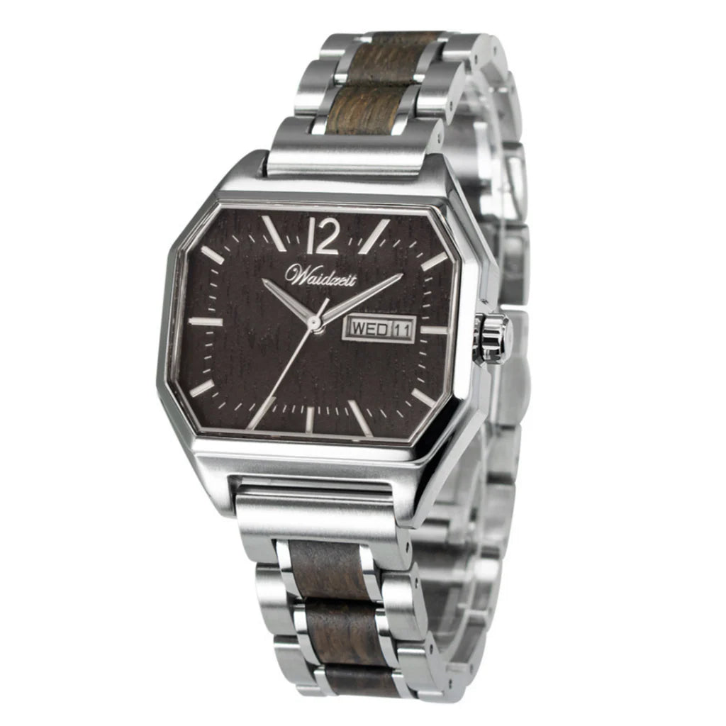 Drevené hodinky Waidzeit Metropolitan Kolín z močiarného dubu a nehrdzavejúcej ocele – exkluzívny model z kolekcie Metropolitan