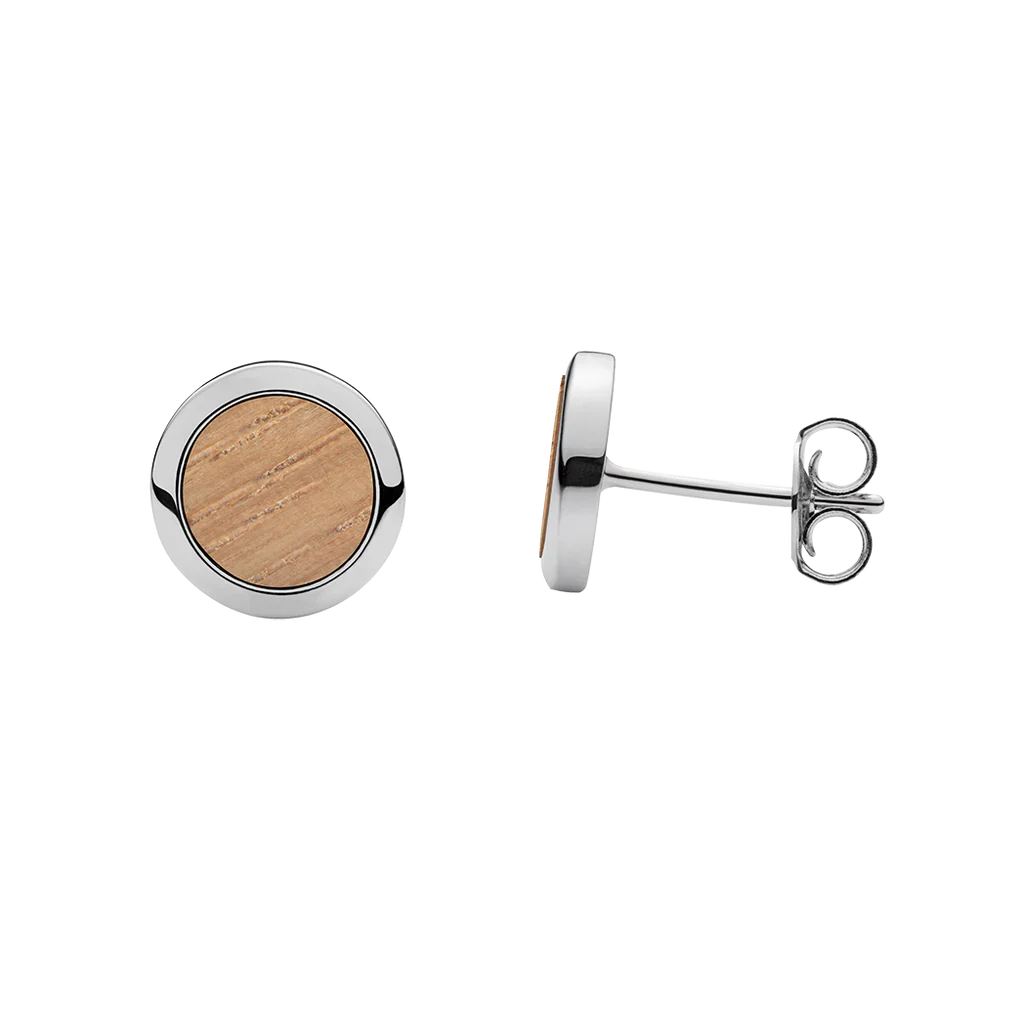 Drevené náušnice Waidzeit Chérie z mincového striebra (S925) a pravého dreva – minimalistický dizajn a prírodná elegancia