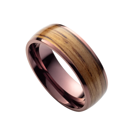 Pánsky drevený prsteň Waidzeit Harmonie Bronz & Barikový dub – spojenie teplej medenej žiary a vínneho dreva pre moderného gentlemana