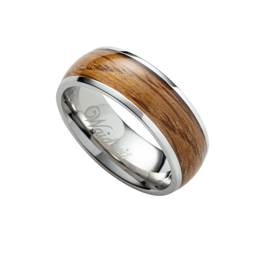 Pánsky drevený prsteň Waidzeit Harmonie Striebro & Barikový dub – elegantné spojenie nehrdzavejúcej ocele a vínneho dreva pre moderného muža