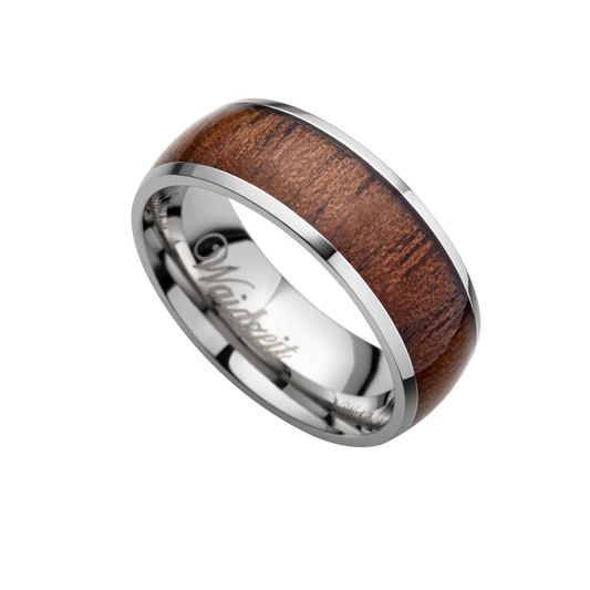 Pánsky drevený prsteň Waidzeit Harmonie Striebro & Orech – spojenie tepla orechového dreva a elegancie striebornej ocele v prírodnom dizajne