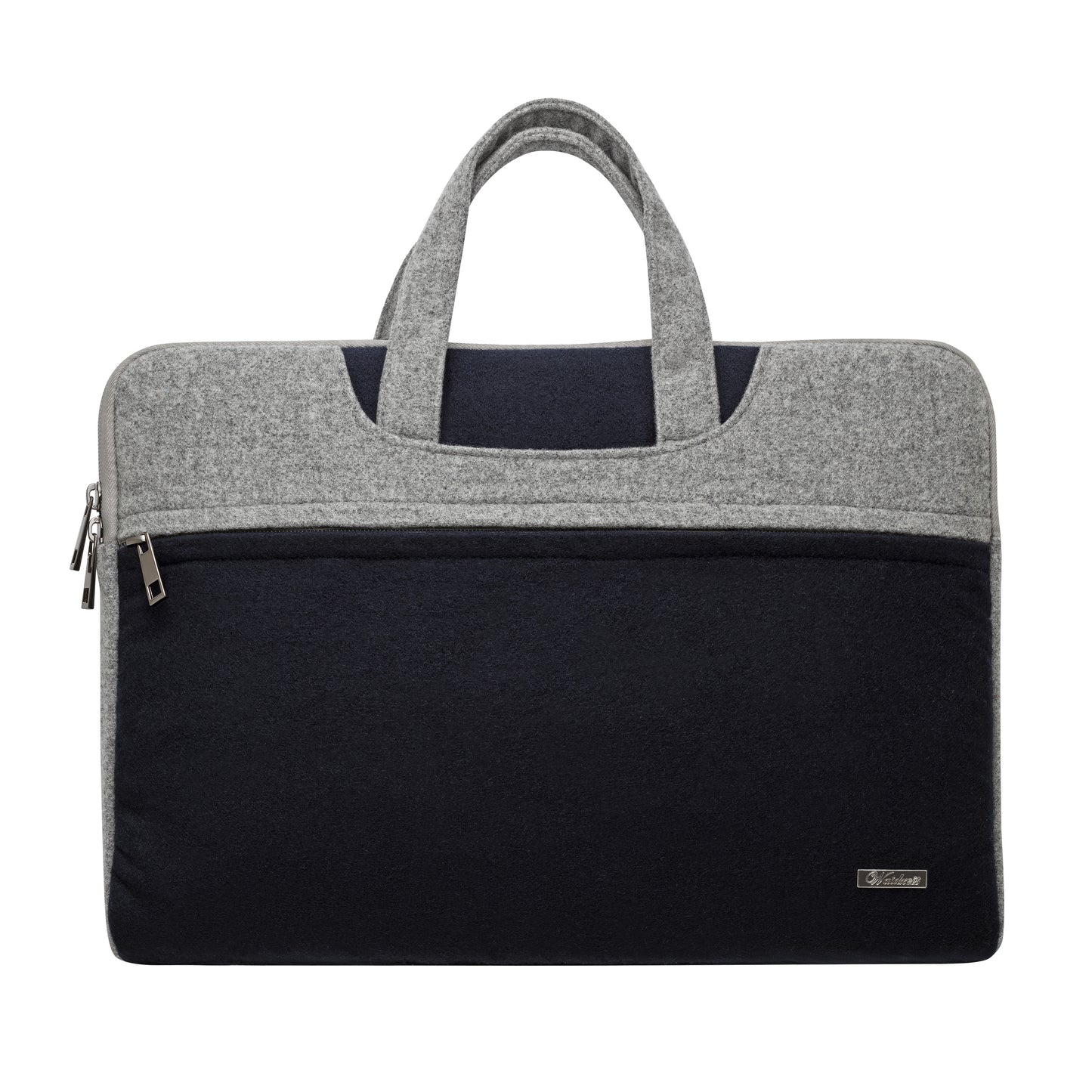 Taška na notebook Waidzeit Gundula v kombinácii tmavomodrej a sivej farby z prírodných materiálov – elegantný a nadčasový doplnok