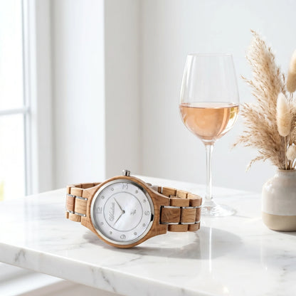 Dámske drevené hodinky Barrique Wine Blanc
