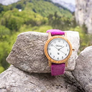 Drevené hodinky dámske Barrique Alpin Ružové