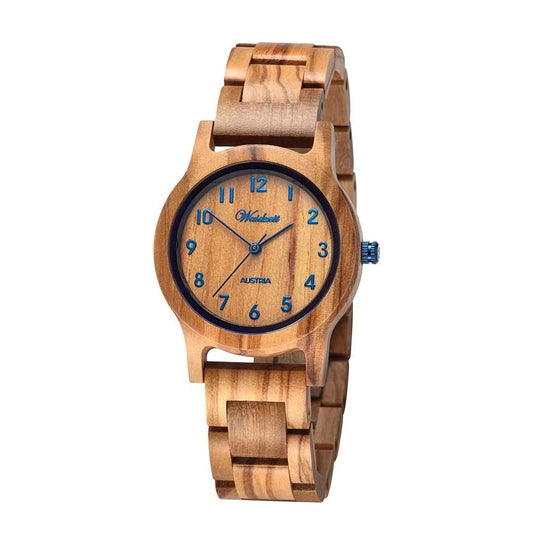 Dámske drevené hodinky Waidzeit Sissy Olive – elegantné hodinky z olivového dreva s dreveným náramkom inšpirované alpskou prírodou