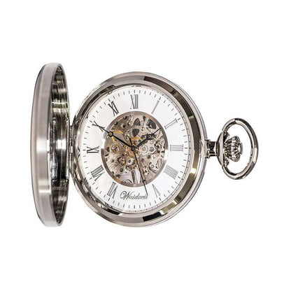 Drevené vreckové hodinky Waidzeit Skelett – klasické mechanické vreckové hodinky z koreňového orechového dreva a nehrdzavejúcej ocele