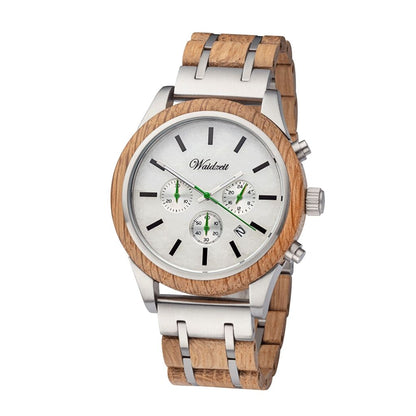 drevené hodinky s chronografom