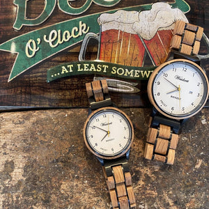 drevené hodinky pivné