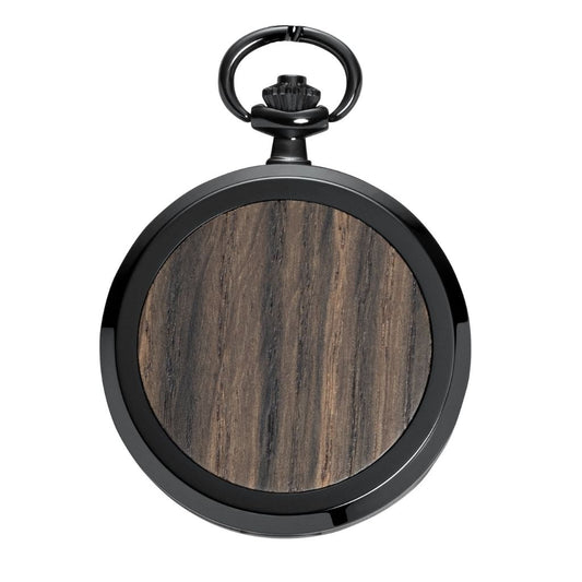 Drevené vreckové hodinky Skelett Black