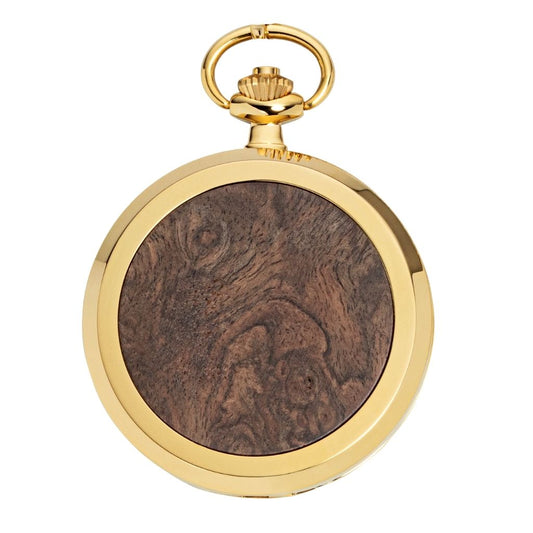 Drevené vreckové hodinky Skelett Gold
